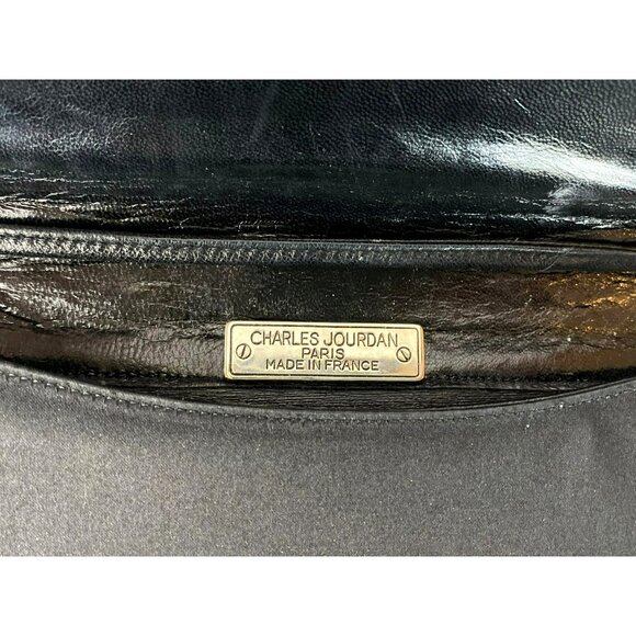 Vintage Charles Jourdan Black Satin Rhinestone Shoulder Bag Clutch 80s 90s Y2K - Picture 5 of 7